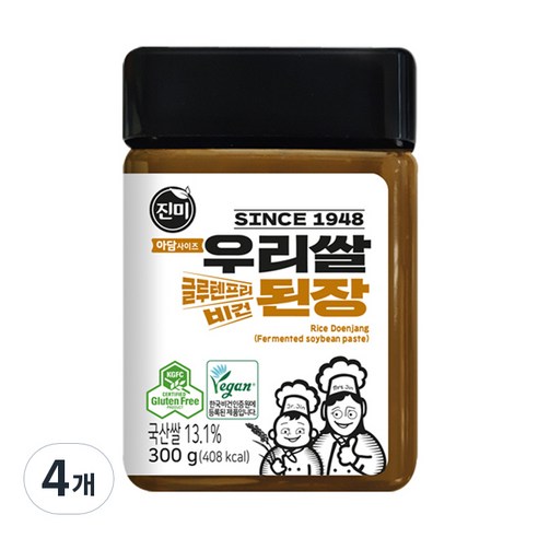 진미 글루텐프리 우리쌀 된장, 300g, 4개