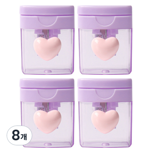 마카롱 컬러 미니사이즈 연필깎이, 싱글 퍼플, 8개