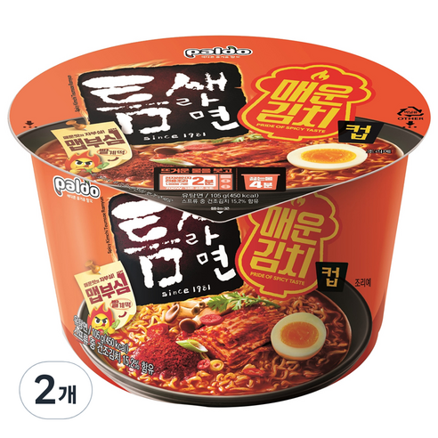 틈새라면 매운김치 컵 105g, 2개