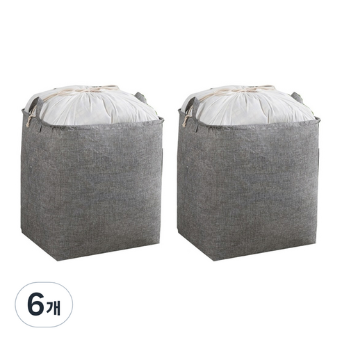 러브트리스 대용량 이불 수납포켓 100L, 디자인2(그레이), 6개