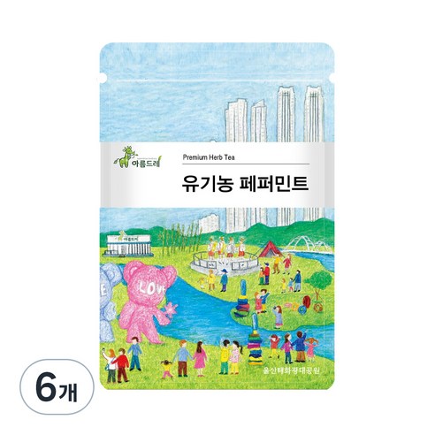 아름드레 유기농 페퍼민트 삼각티백, 1.1g, 25개입, 6개
