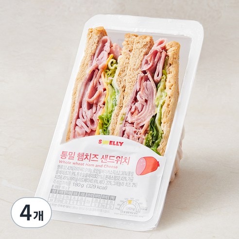 스웰리 통밀 햄치즈 샌드위치, 180g, 4개
