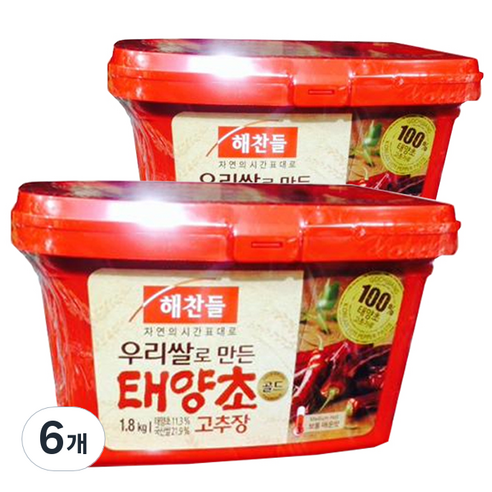 해찬들 태양초 골드 고추장, 1.8kg, 6개