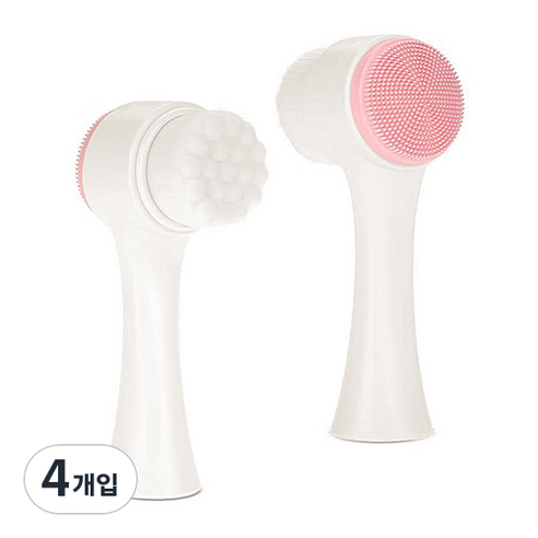 쉬매료 페이스 클렌징 양면 모공 브러쉬, 핑크, 4개