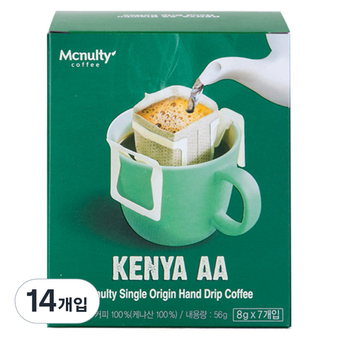 맥널티 케냐 AA 핸드드립 원두커피, 8g, 7개입, 2개