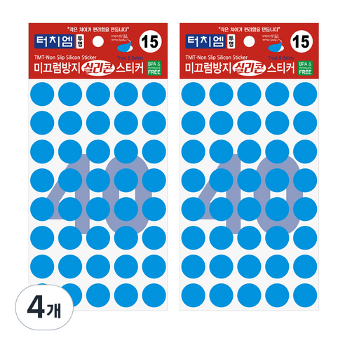 터치엠 미끄럼방지 실리콘 스티커 투명 40p, 4개