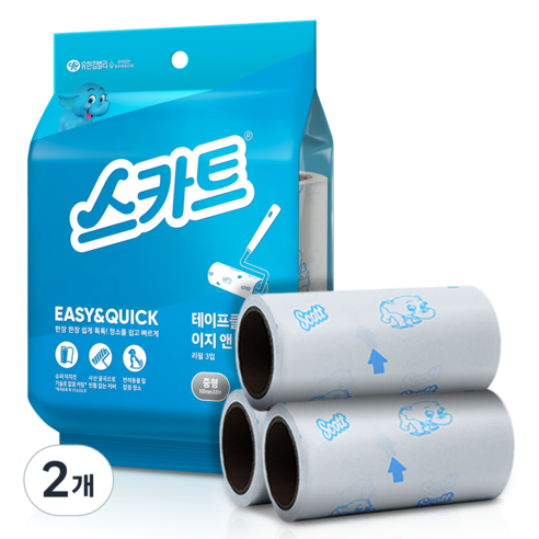 유한킴벌리 스카트 테이프클리너 이지앤퀵 리필 3입, 2개