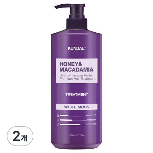 쿤달 허니 앤 마카다미아 헤어 트리트먼트 화이트머스크향, 1058ml, 2개