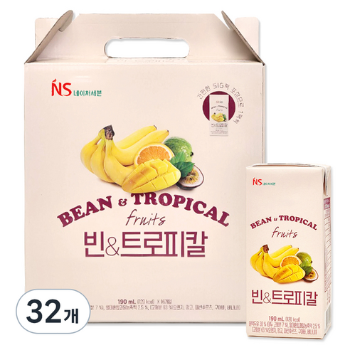 네이처세븐 빈 앤 트로피칼 두유, 190ml, 32개