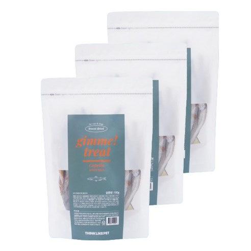 씽크라이크펫 반려동물 김미트릿 국내산 동결건조간식, 열빙어, 100g, 3개