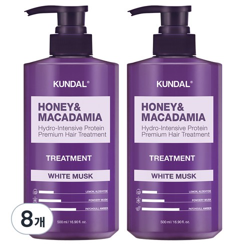 쿤달 허니 앤 마카다미아 헤어 트리트먼트 화이트머스크향, 500ml, 8개