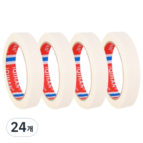 iQIHAN 다다 칼라 마스킹테이프 흰색 20 mm x 20 m, 24개