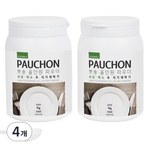뽀숑 올인원 파우더 식기세척기 세제, 1kg, 4개