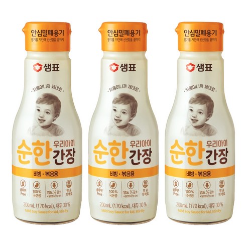 샘표 우리 아이 순한 간장 비빔 볶음용, 3개, 200ml