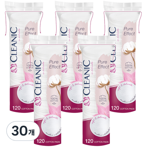 클레아닉 Pure Effect 소프트 터치 화장솜, 120개입, 30개