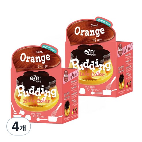eZn 푸딩 헤어컬러 염모제, 코랄 오렌지, 4개
