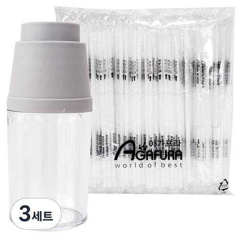 아가프라 스위티 요구르트빨대컵 80ml + 빨대 240p, 3세트, 그레이