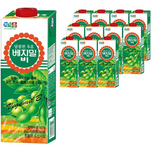 정식품 달콤한 두유 베지밀 비, 950ml, 12개입