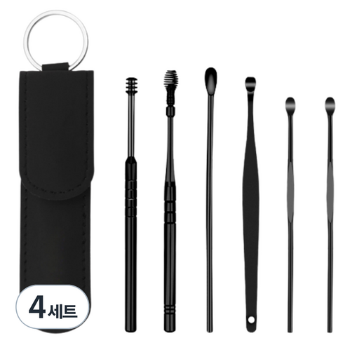 여니팩토리 컬러풀 그립 귀이개 블랙, 6개입, 4세트