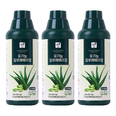 맑은농장 유기농 알로에베라 겔, 1.05L, 3개