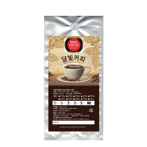 달빛커피 브라질 산토스 원두커피, 홀빈(분쇄안함), 1000g