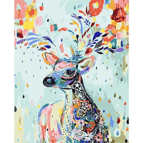 아트조이 DIY 명화 그리기 세트 40 x 50 cm 세로형, 행운꽃사슴5, 1개