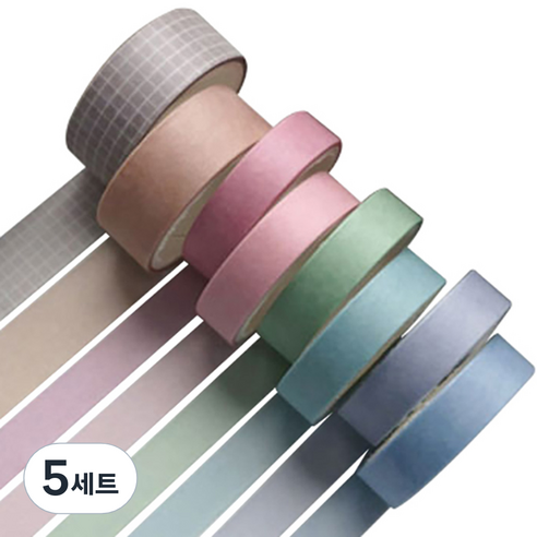 미빌 문구 베이직 패턴 마스킹 테이프 8종 세트, 샴페인, 5세트