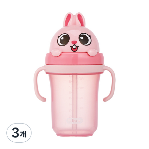 에디슨 국산 프렌즈 흘림방지 입체 빨대컵 2, 토끼 바니, 3개, 300ml