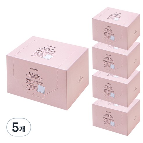 비타할로 1/3 촉촉슬림 화장솜, 400매입, 5개