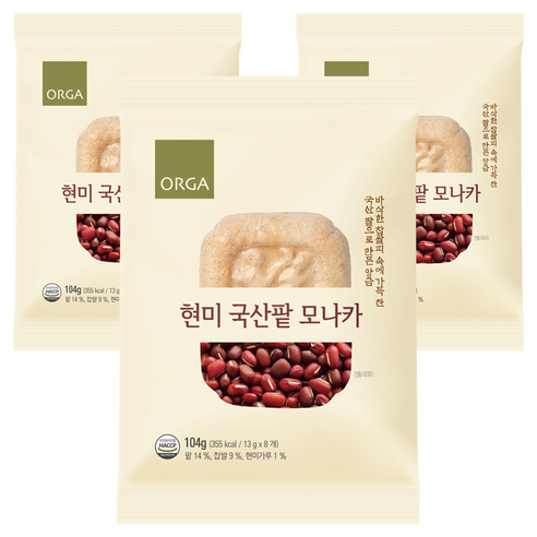 올가홀푸드 현미 국산팥 모나카, 104g, 3개