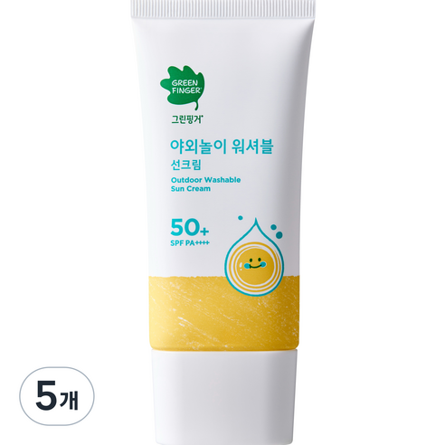 그린핑거 야외놀이 워셔블 선크림 SPF50+ PA++++, 5개, 80ml