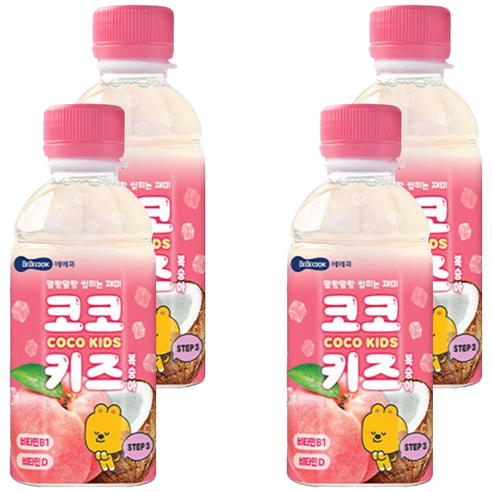 베베쿡 코코키즈 복숭아, 220ml, 4개