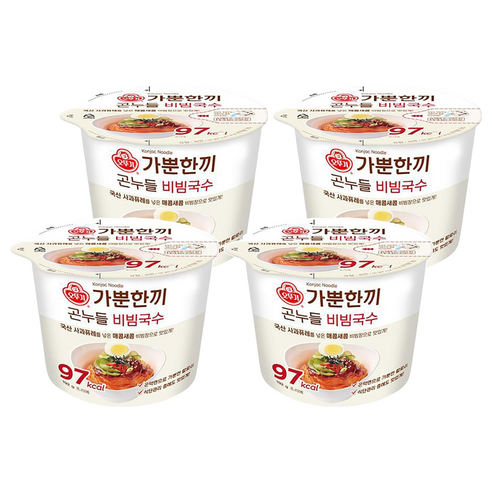 오뚜기 가뿐한끼 곤누들 비빔국수 192g, 4개