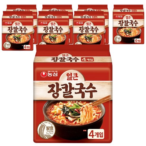 농심 얼큰 장칼국수 봉지 라면, 4개