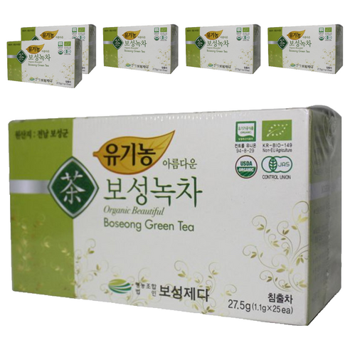 보성제다 유기농 아름다운 보성녹차, 1.1g, 25개입, 6개