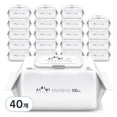 시치미 쓱 데일리 물티슈 캡형, 40개, 100개입, 50g