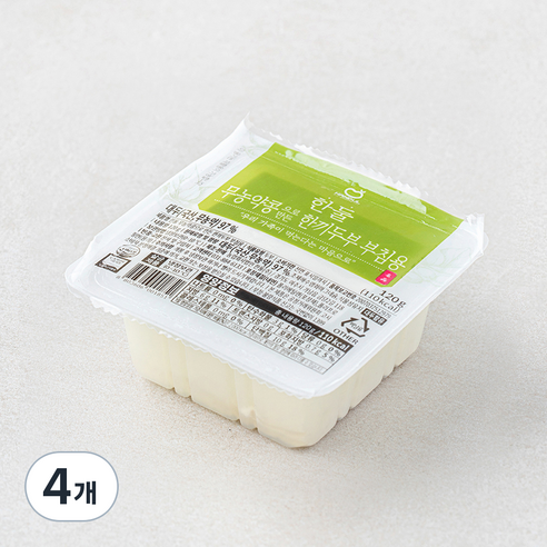 한둘 무농약 인증 콩으로 만든 한끼 두부 부침용, 120g, 4개