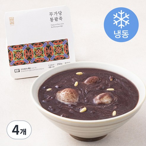 담꽃 무가당 통팥죽 (냉동), 250g, 4개