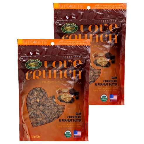 Nature''s Path 러브크런치 프리미엄 오가닉 그래놀라 다크초코 앤 피넛버터 씨리얼, 325g, 2개