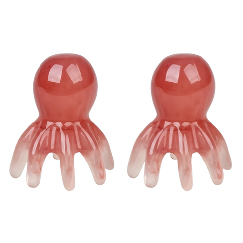 ADUNE 문어 두피괄사 머리 지압 마사지기, 레드, 2개