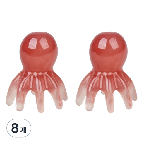 ADUNE 문어 두피괄사 머리 지압 마사지기, 레드, 8개