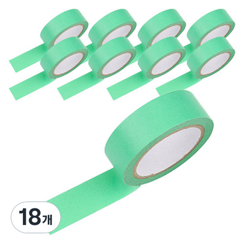 그래다다 컬러 테이프 45mm x 15 mm x 10m, 그린, 18개