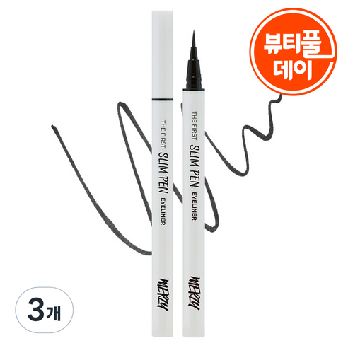 머지 더 퍼스트 슬림 펜 아이라이너, SP1 블랙 진, 3개