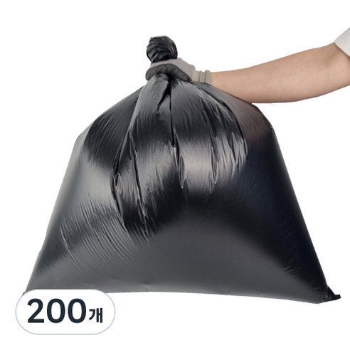 월드크린 분리수거 검정 다용도 평판 비닐봉투, 50L, 200개