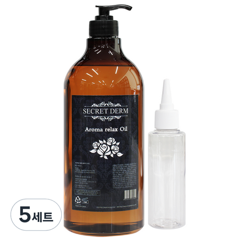 시크릿덤 아로마 아로마 릴렉스 마사지오일 페퍼민트향 1000ml+ 펌프 + 공병 100ml, 5세트