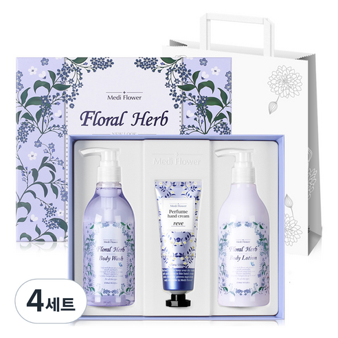 메디플라워 플로랄 허브 바디케어 세트 + 쇼핑백, 4세트