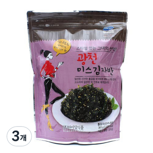 한아담식품 광천 미스 김자반, 300g, 3개