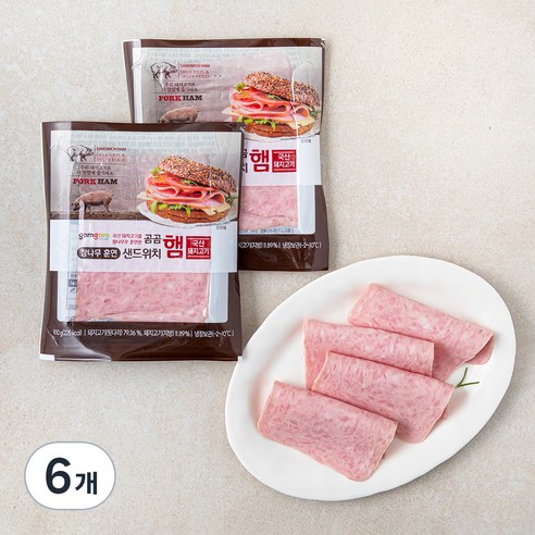 곰곰 참나무 훈연 샌드위치햄, 100g, 6개