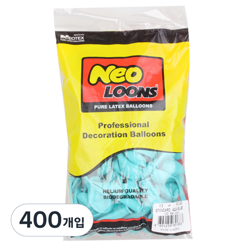 네오룬즈 13cm 라운드풍선, 스탠다드 아쿠아블루, 400개입