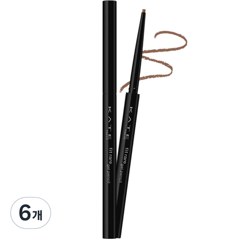 케이트 핏 레어 젤 펜슬 N 아이라이너 0.08g, BR-3 밀크티 브라운, 6개